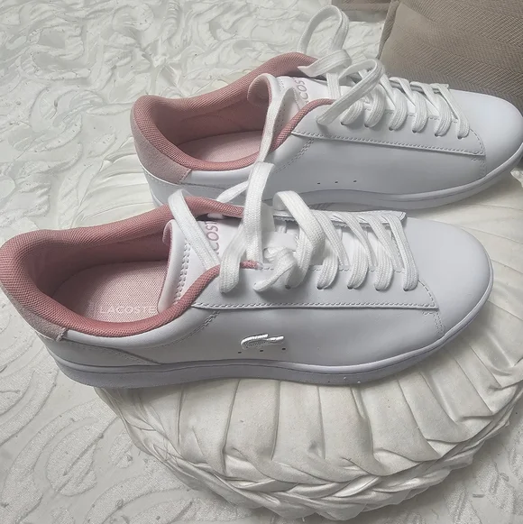 Lacoste Women's White and Pink Sneakers - Picture 2 of 3